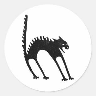 Spooky Halloween Black Cat Runder Aufkleber