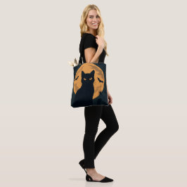 Spooky Halloween Black Cat Silhouette Vollmond Tasche