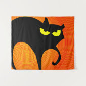 Spooky Halloween Black Cat Tapestry Wandteppich (Vorderseite (Horizontal))