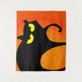 Spooky Halloween Black Cat Tapestry Wandteppich (Vorderseite)