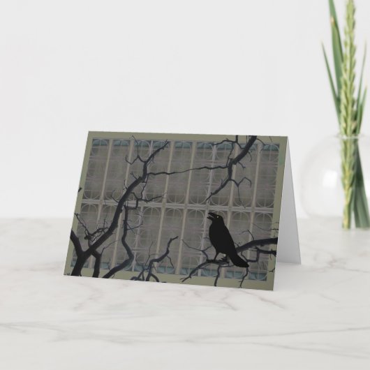 Spooky Halloween Black Crow Dead Trees Windows Karte (Vorderseite)