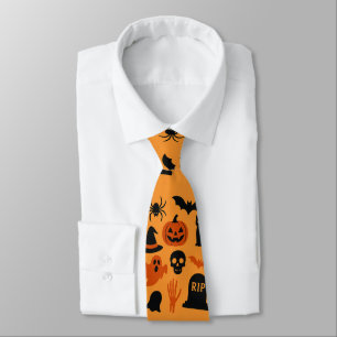 Spooky Halloween Black & Orange Neck Tie   festlic Krawatte