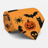 Spooky Halloween Black & Orange Neck Tie | festlic Krawatte (Gerollt)