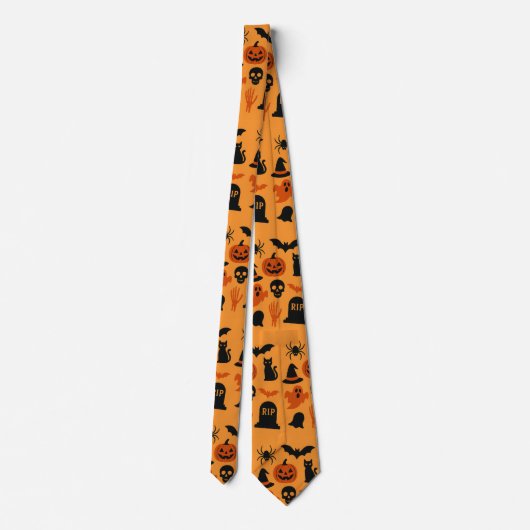 Spooky Halloween Black & Orange Neck Tie | festlic Krawatte (Rückseite)