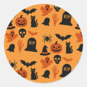 Spooky Halloween Black & Orange Round Sticker (Vorderseite)