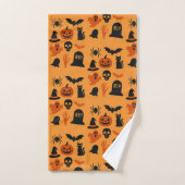 Spooky Halloween - Black & Orange Trick Badhandtuch Set (Handtuch)