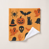 Spooky Halloween - Black & Orange Trick Badhandtuch Set (Waschlappen)