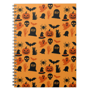 Spooky Halloween - Black & Orange Trick Notizblock