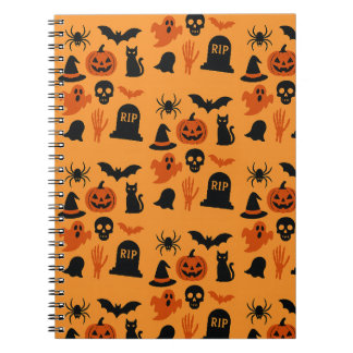Spooky Halloween - Black & Orange Trick Notizblock