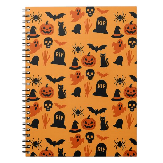 Spooky Halloween - Black & Orange Trick Notizblock (Vorderseite)