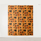 Spooky Halloween Black Tapestry | Gothic Wall Wandteppich (Vorderseite)