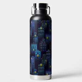 SPOOKY HALLOWEEN BLUE NIGHTTIME CITY SCENE TRINKFLASCHE