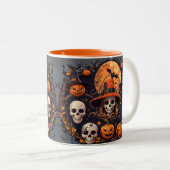 Spooky Halloween Boo Bat Pumpkin Skull Hexe Spide Zweifarbige Tasse (VorderseiteRechts)