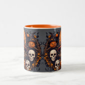 Spooky Halloween Boo Bat Pumpkin Skull Hexe Spide Zweifarbige Tasse (Mittel)
