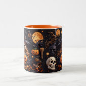 Spooky Halloween Boo Bat Pumpkin Skull Hexe Spide Zweifarbige Tasse (Mittel)