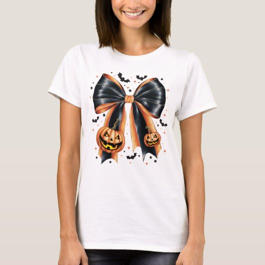 Spooky Halloween Bow Niedlich Pumpkin Trick oder T T-Shirt (Vorderseite)