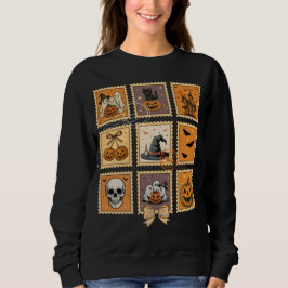 Spooky Halloween Briefmarke Trick oder Behandlung Sweatshirt