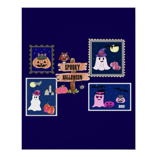 Spooky Halloween Briefmarken Cliipart Poster (Vorderseite)