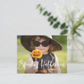 Spooky Halloween Brush Lettern Foto Halloween Postkarte (Stehend Vorderseite)
