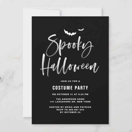Spooky Halloween Brush Letting | Party der Kostüme Einladung (Vorderseite)