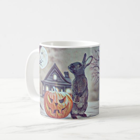 Spooky Halloween Bunny Rabbit Tasse (Vorderseite Links)