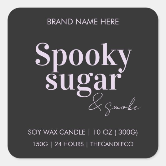 Spooky Halloween Candle Label | Custom Fall Candle Quadratischer Aufkleber (Vorderseite)
