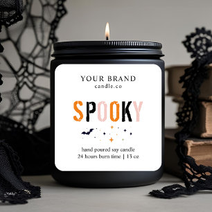 Spooky Halloween Candle Label   Modernes Minimalis Quadratischer Aufkleber