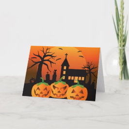 Spooky Halloween Carved Pumpkins Card Karte
