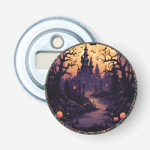 Spooky Halloween Castle Button Flasche Opener