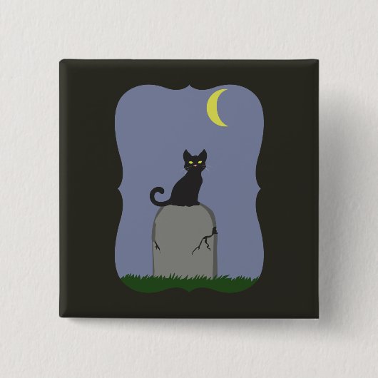 Spooky Halloween Cat Button (Vorderseite)