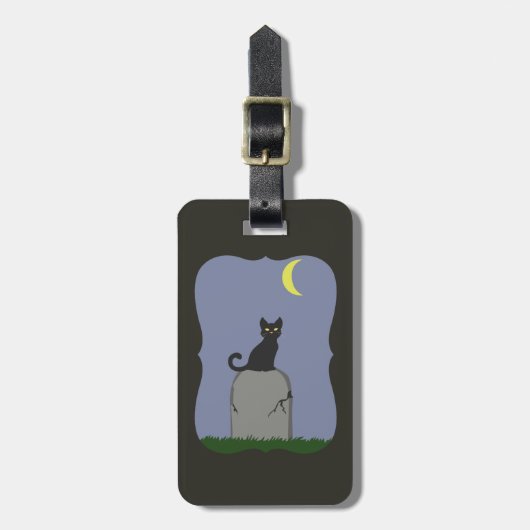 Spooky Halloween Cat Gepäckanhänger (Vorderseite vertikal)