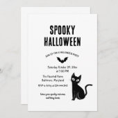 Spooky Halloween Cat Hexe Party Einladung (Vorne/Hinten)