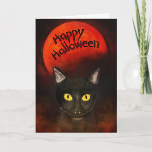 Spooky Halloween Cat Karte