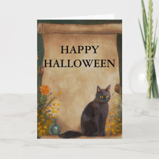 Spooky Halloween Cat Karte (Vorderseite)