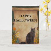 Spooky Halloween Cat Karte (Gelbe Blume)