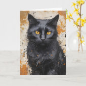 Spooky Halloween Cat Karte (Gelbe Blume)