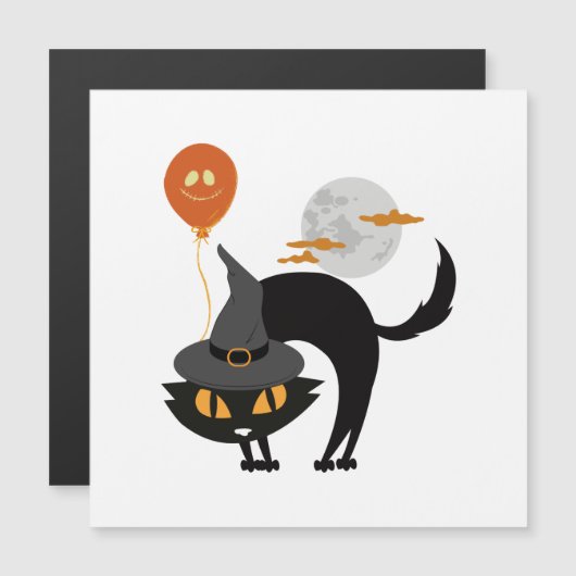 Spooky Halloween Cat Magnetkarte (Vorne/Hinten)