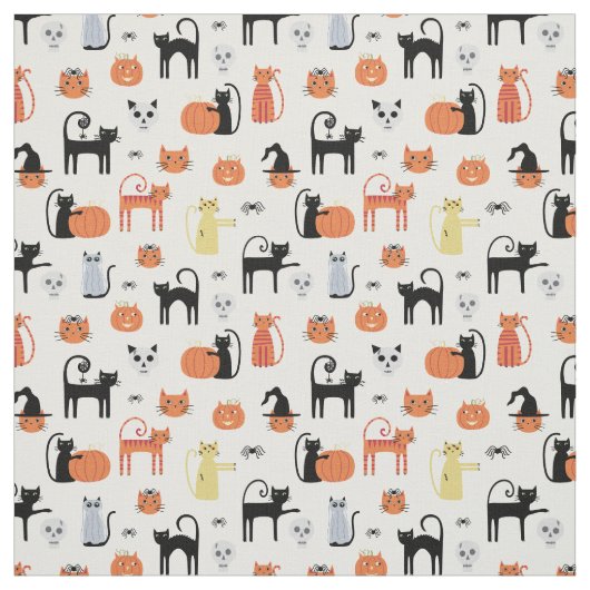 Spooky Halloween Cat Pattern Stoff (Muster)