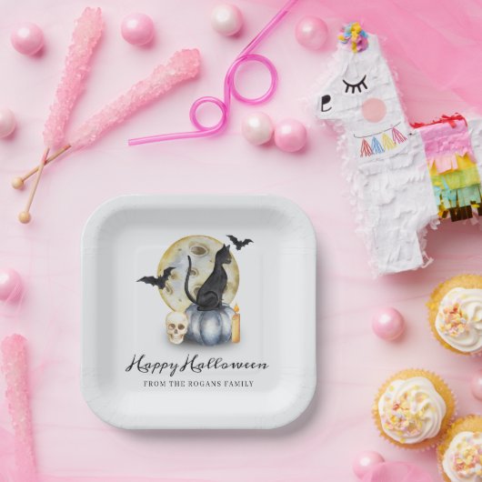 Spooky Halloween Cat Pumpkin Pappteller (Party)