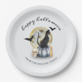 Spooky Halloween Cat Pumpkin Pappteller (Vorderseite)