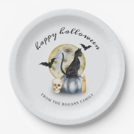 Spooky Halloween Cat Pumpkin Pappteller