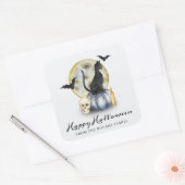 Spooky Halloween Cat Pumpkin Quadratischer Aufkleber (Umschlag)