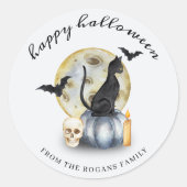 Spooky Halloween Cat Pumpkin Runder Aufkleber (Vorderseite)