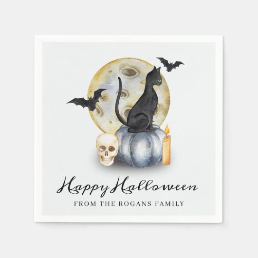 Spooky Halloween Cat Pumpkin Serviette (Vorderseite)