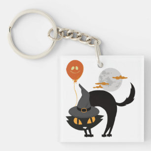Spooky Halloween Cat Schlüsselanhänger