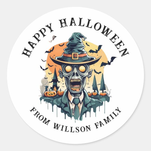 Spooky Halloween Classic Round Sticker (Vorderseite)
