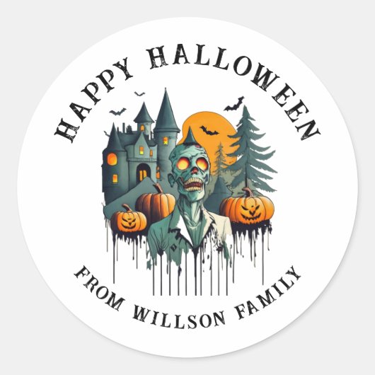 Spooky Halloween Classic Round Sticker (Vorderseite)