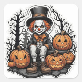 Spooky Halloween Clownsticker Quadratischer Aufkleber