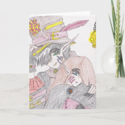 Spooky Halloween Colored Pencil Zeichnend Karte (Vorderseite)