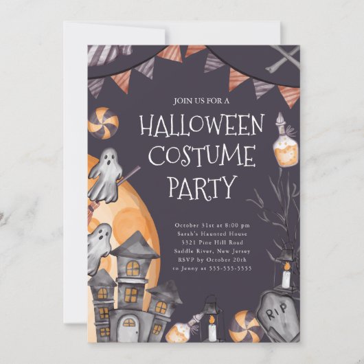 Spooky Halloween Costume Party Einladung (Vorderseite)